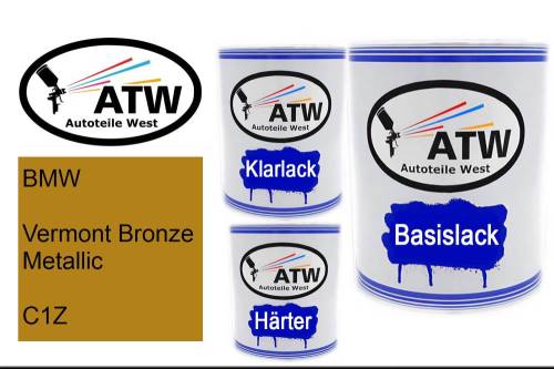 BMW, Vermont Bronze Metallic, C1Z: 1L Lackdose + 1L Klarlack + 500ml Härter - Set, von ATW Autoteile West.